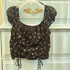 Cotton Candy LA Floral Purple Crop Top